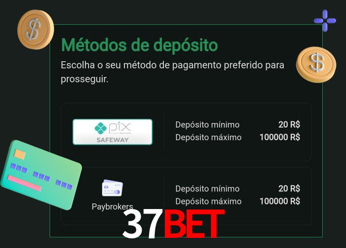 O cassino 37Bet oferece uma grande variedade de métodos de pagamento
